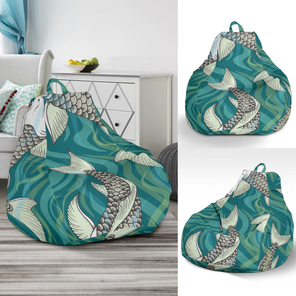 Koi Fish Carp Fish Lotus Pattern Bean Bag Cover