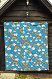 Rainbows Sky Clouds Pattern Premium Quilt