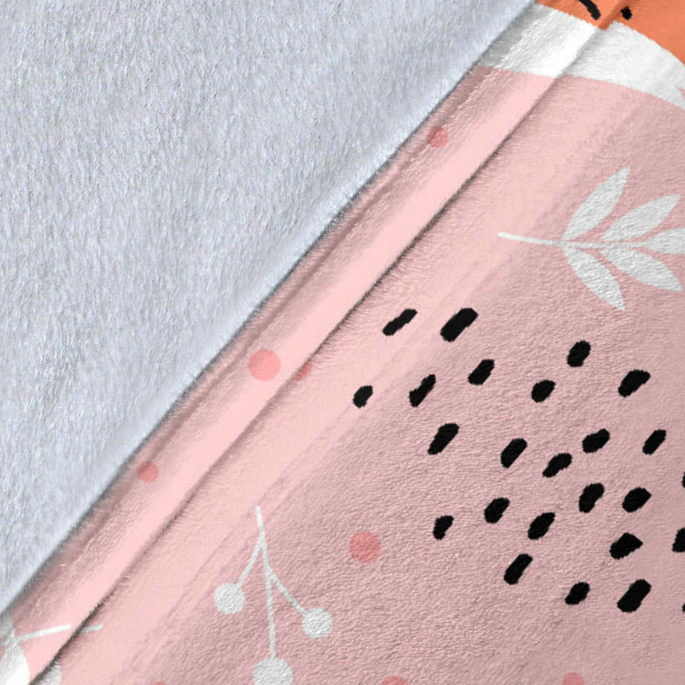 Cute Fox Pattern Pink Background Premium Blanket