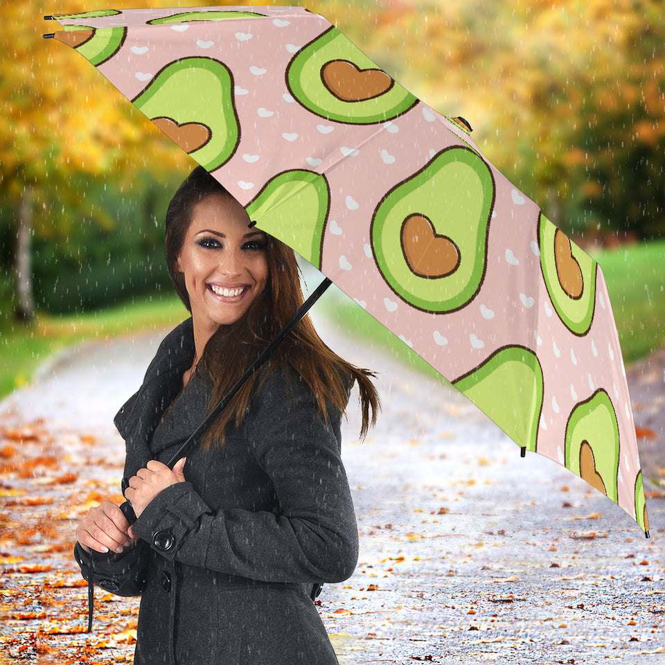 Avocado Heart Pink Background Umbrella