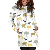 Silhouettes Of Goat And Tree Pattern Women'S Hoodie Dress