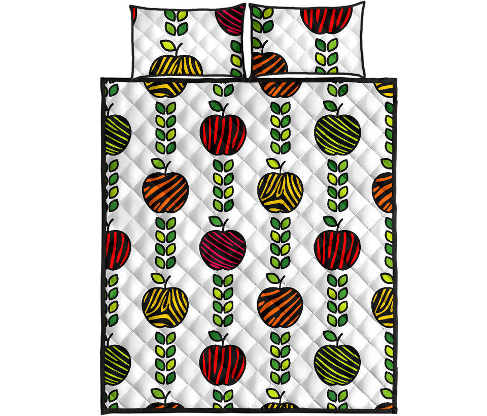 colorful apples leave zebra stripe Quilt Bed Set