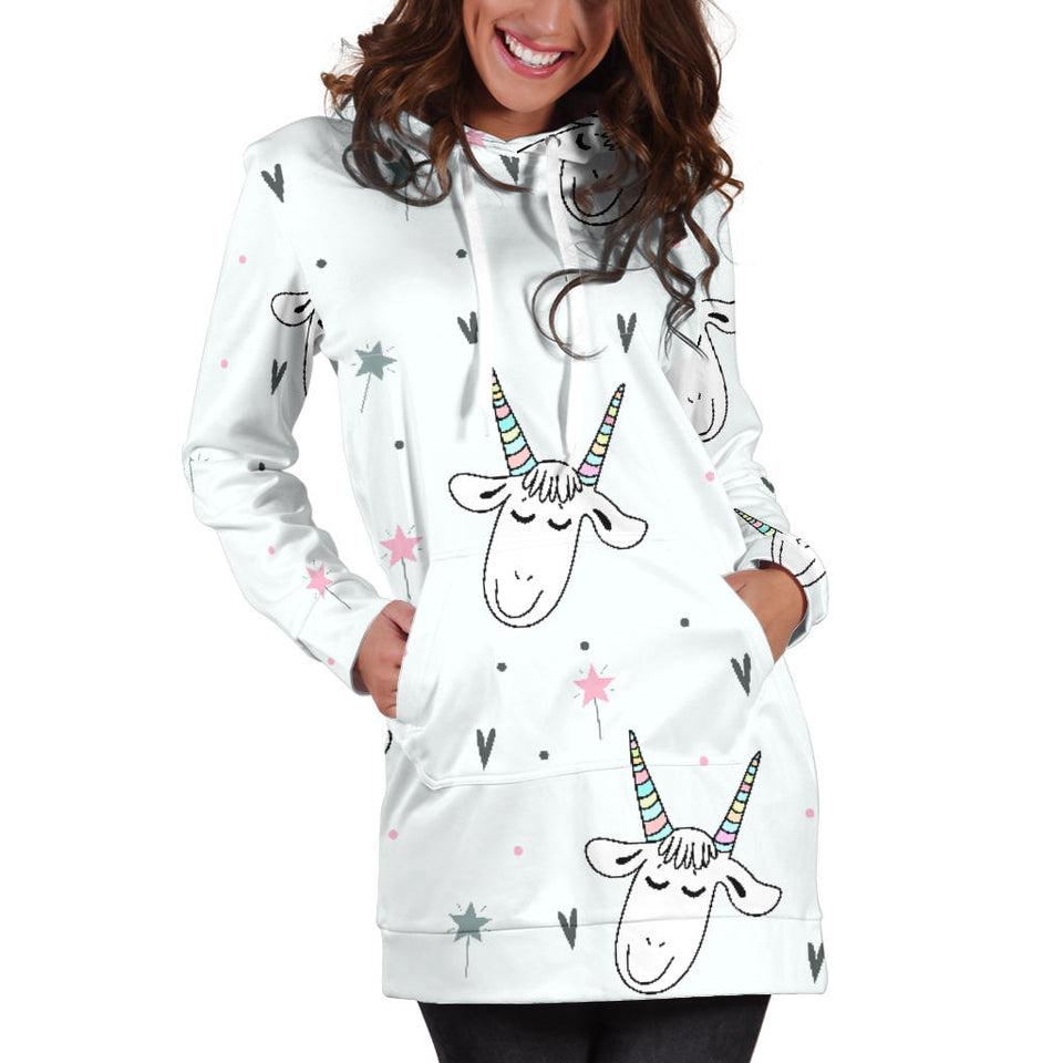 Cute Goat Design Pattern Women'S Hoodie Dress