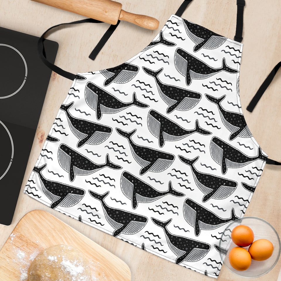 Black Whale Pattern Adjustable Apron