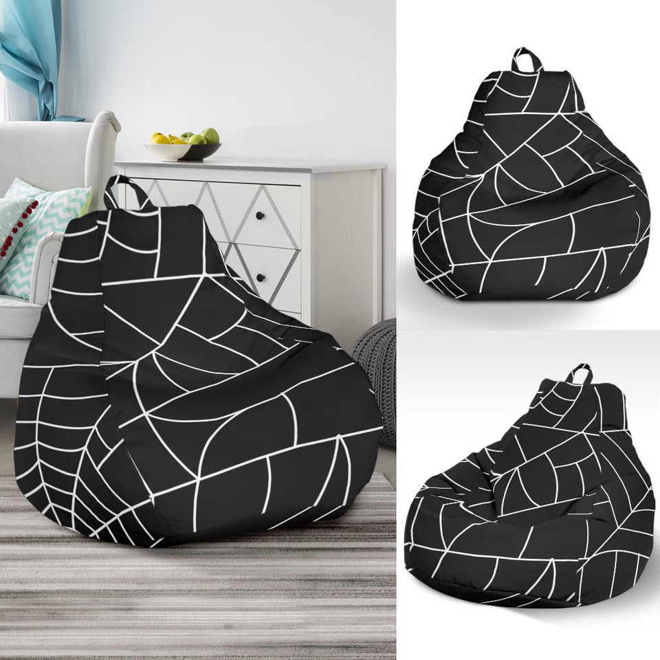 Spider Web Pattern Black Background White Cobweb Bean Bag Cover