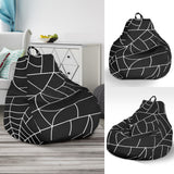 Spider Web Pattern Black Background White Cobweb Bean Bag Cover