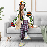 Colorful Apples Leave Zebra Stripe Hooded Blanket