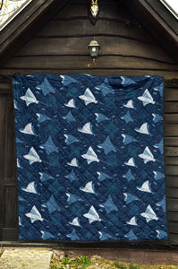 Stingray Pattern Print Design 04 Premium Quilt