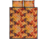 red rooster chicken cock pattern Quilt Bed Set