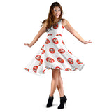 Daruma Japanese Wooden Doll Pattern Sleeveless Midi Dress