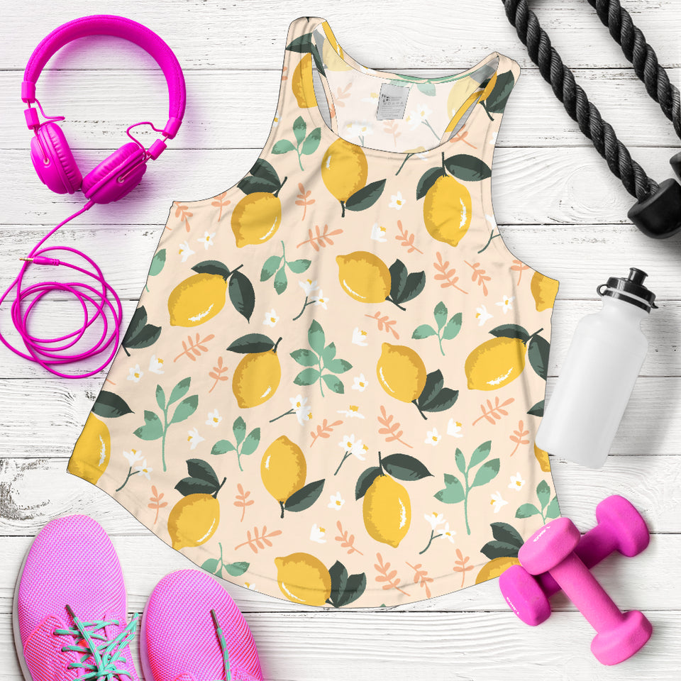 lemon flower leave pattern Women Racerback Tank Top
