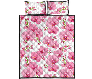 pink purple orchid pattern background Quilt Bed Set