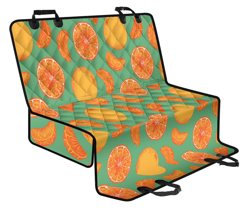 Orange Fruit Pattern Green Background Dog Car Seat Covers