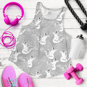 white swan gray background Women Racerback Tank Top