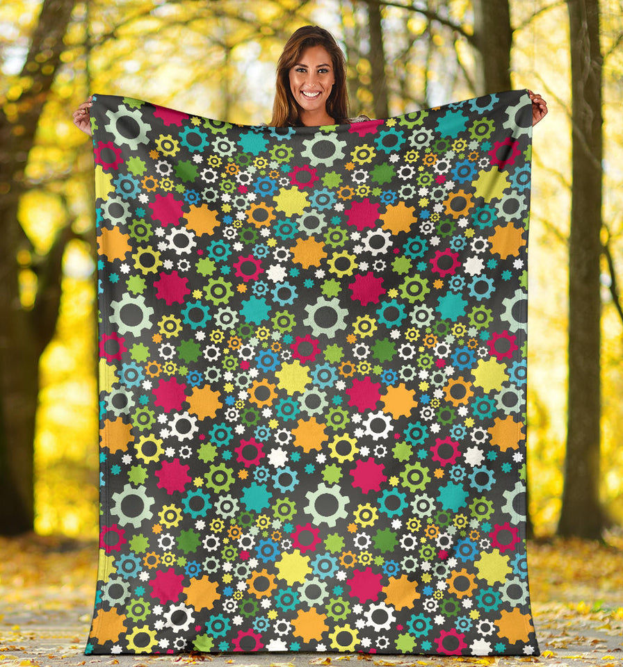 Gear Pattern Print Design 03 Premium Blanket