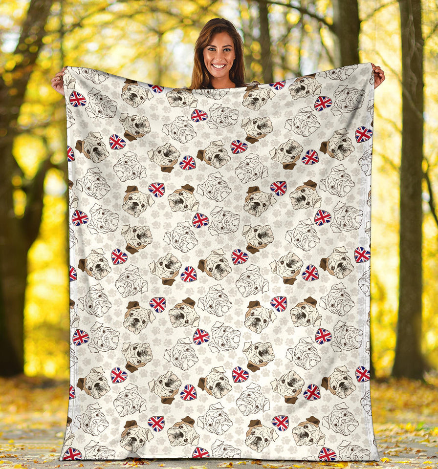 English Bulldog Pattern Print Design 01 Premium Blanket