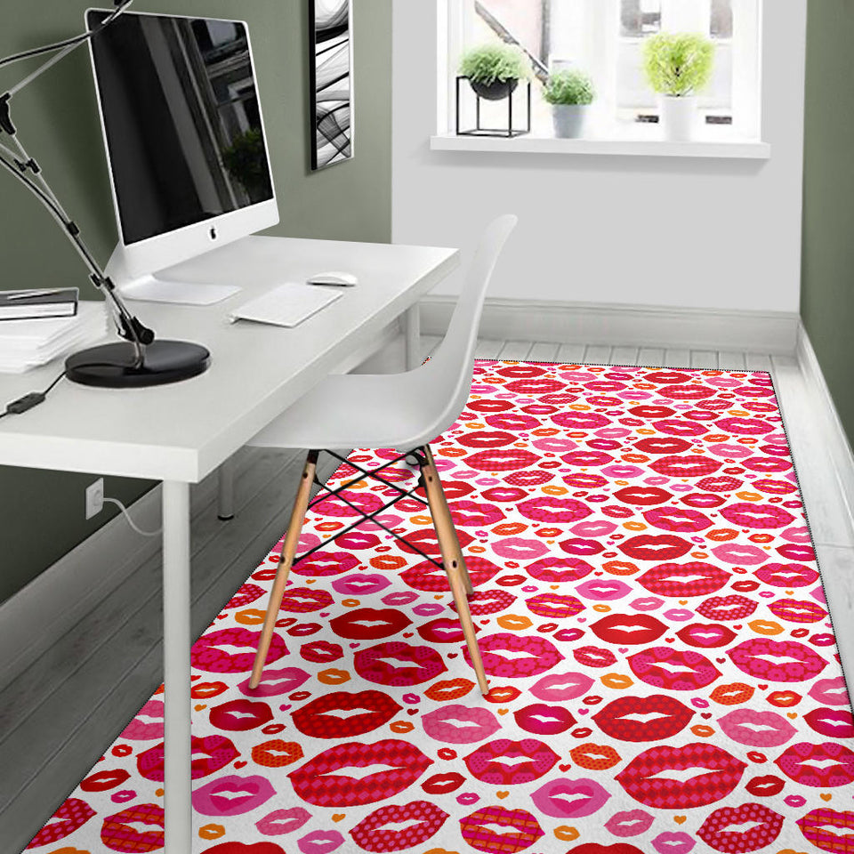 Lips Pattern Print Design 01 Area Rug