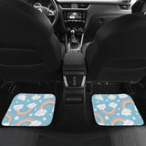 Cute Rainbow Clound Star Pattern Blue Background Front And Back Car Mats