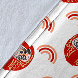 Daruma Japanese Wooden Doll Design Pattern Premium Blanket