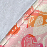 Hand Drawn Heart Design Pattern Premium Blanket