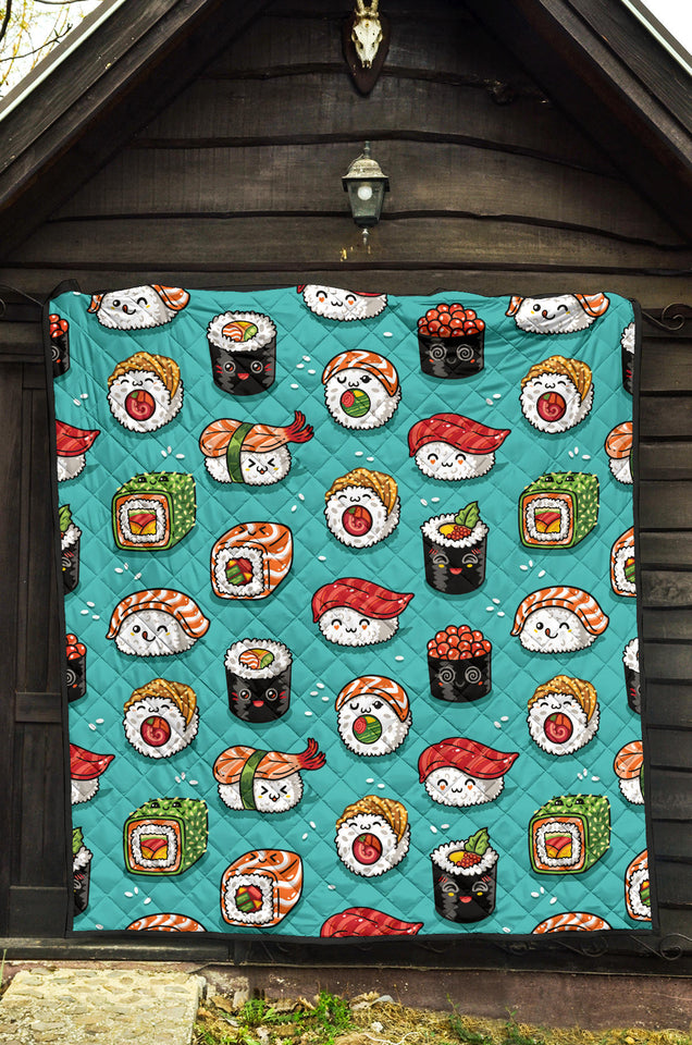 Cute Sushi Pattern Premium Quilt