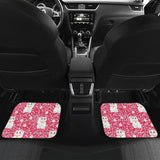 Maneki Neko Lucky Cat Sakura Pink Background Front And Back Car Mats