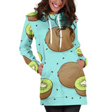 Kiwi Blue Background Women'S Hoodie Dress