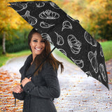 Garlic Pattern Black Background Umbrella