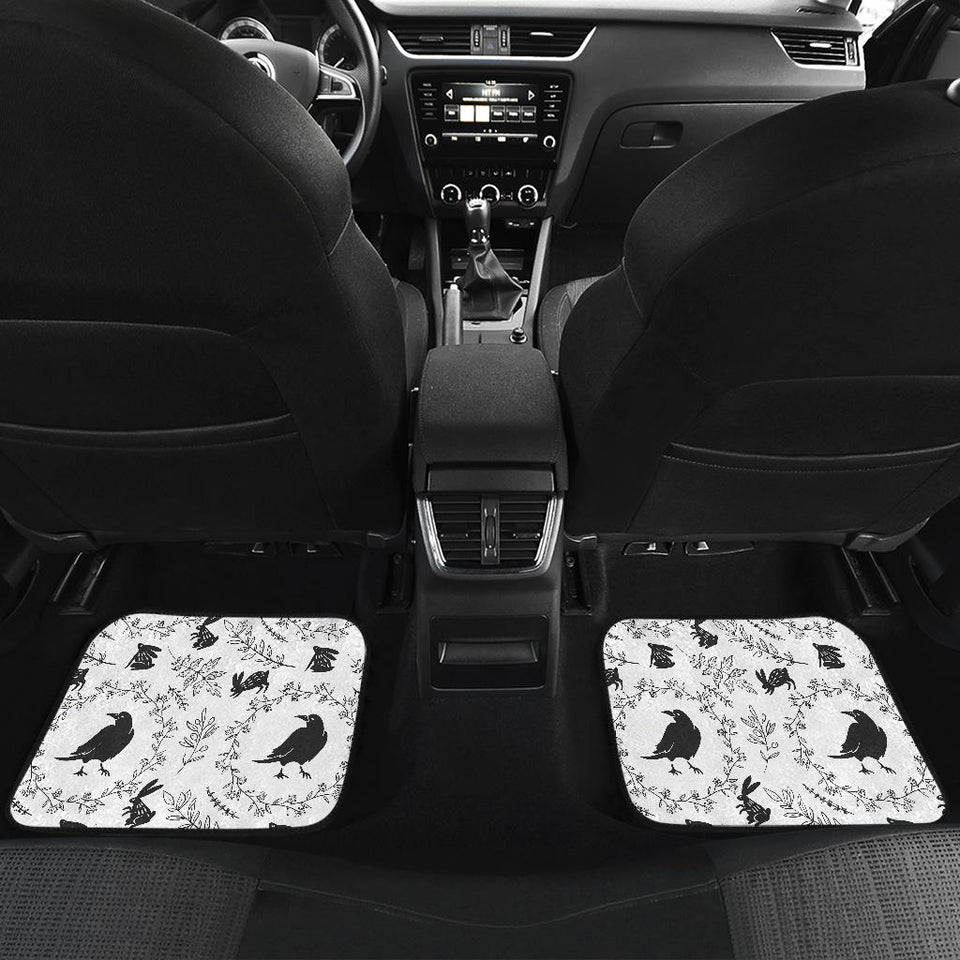 Crows Floral Wreath Rabbit Pattern Front And Back Car Mats