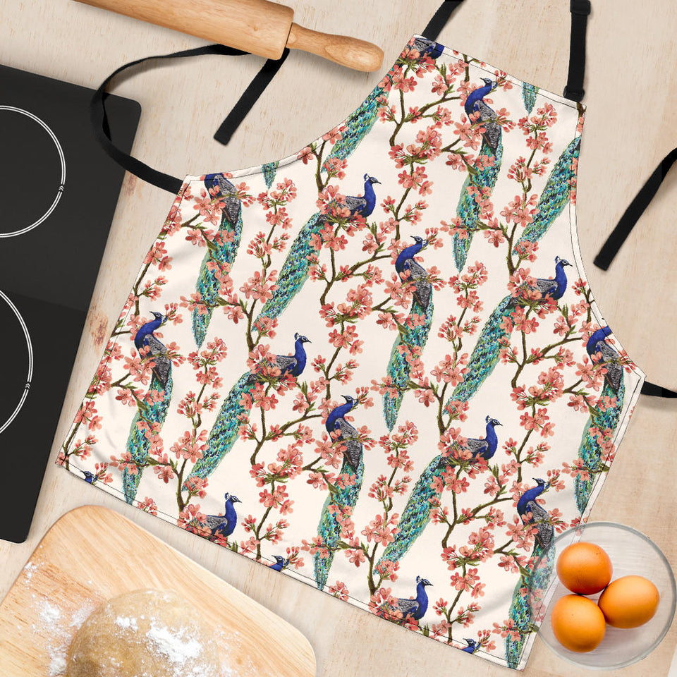 Peacock Tropical Flower Pattern Adjustable Apron