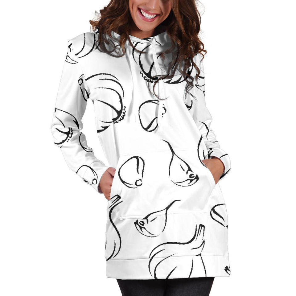 Garlic Pattern Black White Women'S Hoodie Dress