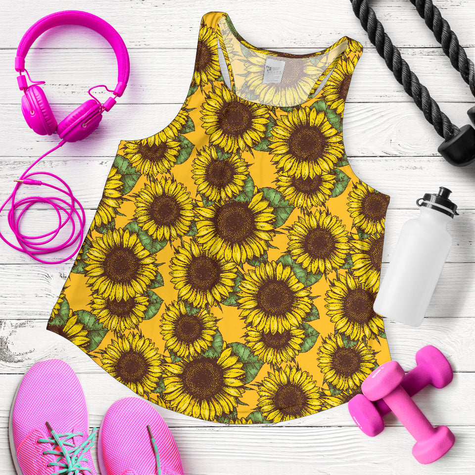 Sunflower pattern Women Racerback Tank Top