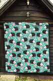 Hedgehog Pattern Print Design 03 Premium Quilt