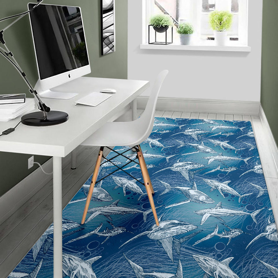 Shark Hand Drawn Area Rug
