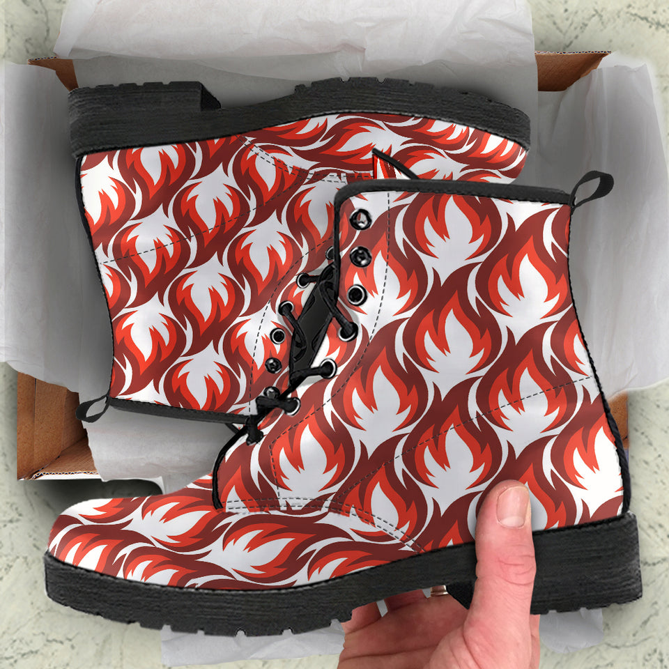 Fire Flame Symbol Design Pattern Leather Boots