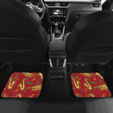 Saxophone Cornet Pattern Red Background Front And Back Car Mats