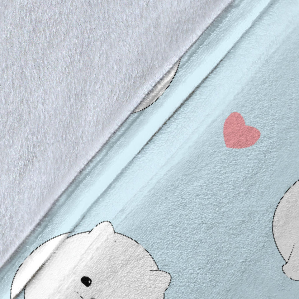 White Cute Pomeranian Pattern Premium Blanket