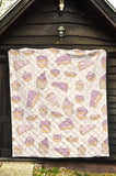 Cakes Pies Tarts Muffins And Eclairs Purple Blueberry Topping Pattern Premium Quilt