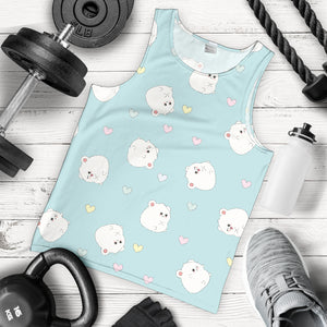 White cute hamsters heart pattern Men Tank Top