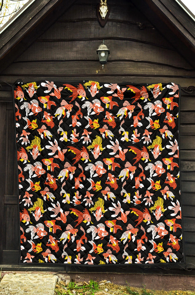 Goldfish Pattern Print Design 03 Premium Quilt