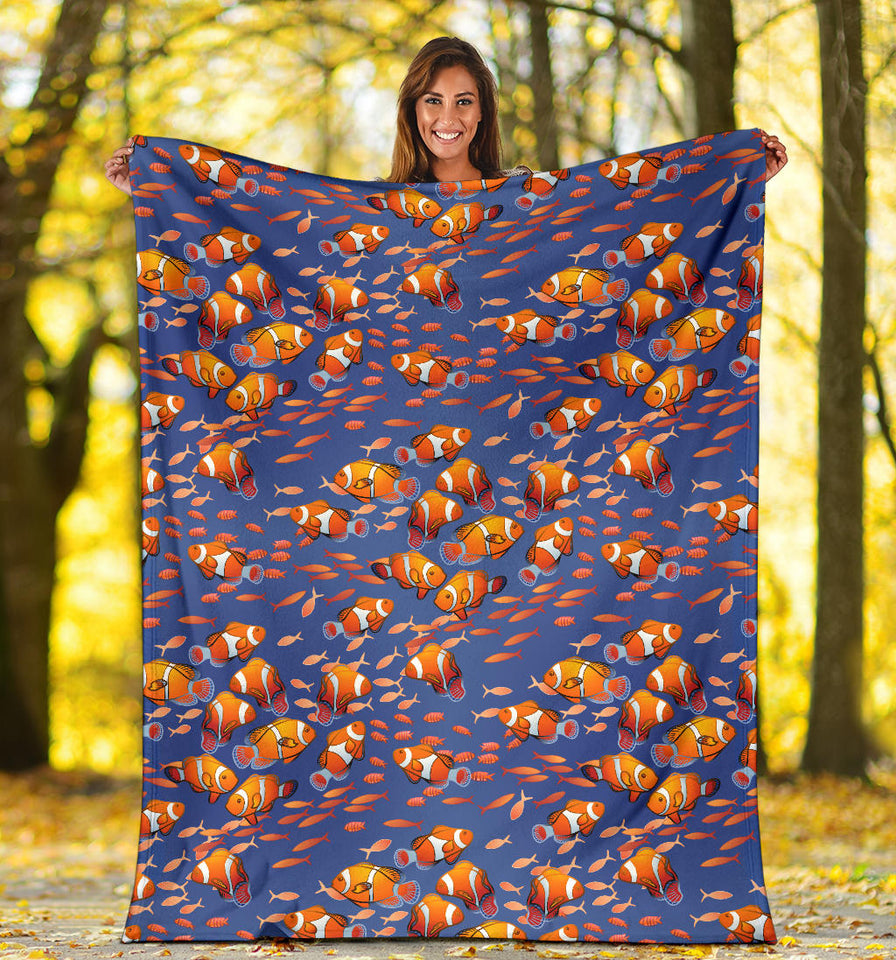 Clown Fish Pattern Print Design 04 Premium Blanket