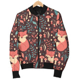 Fox Leaves Mushroom Pattern Women'S Bomber Jacket