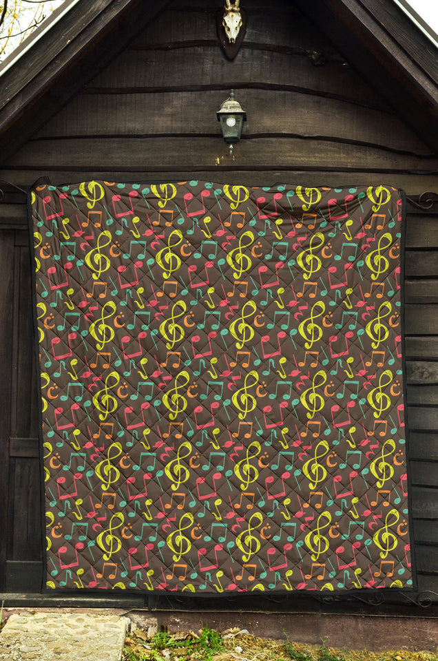 Music Notes Pattern Print Design 05 Premium Quilt