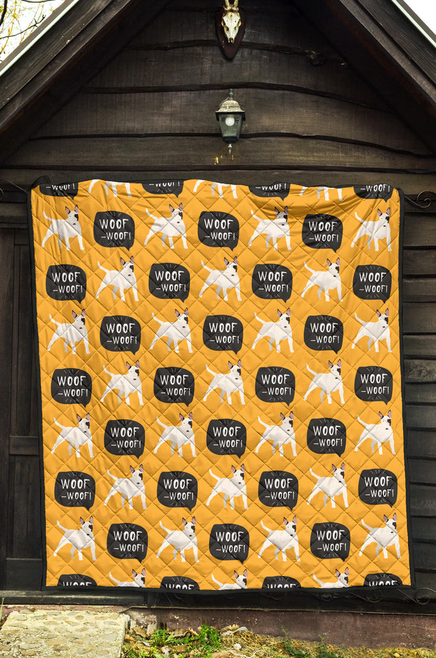 Bull Terrier Pattern Print Design 03 Premium Quilt