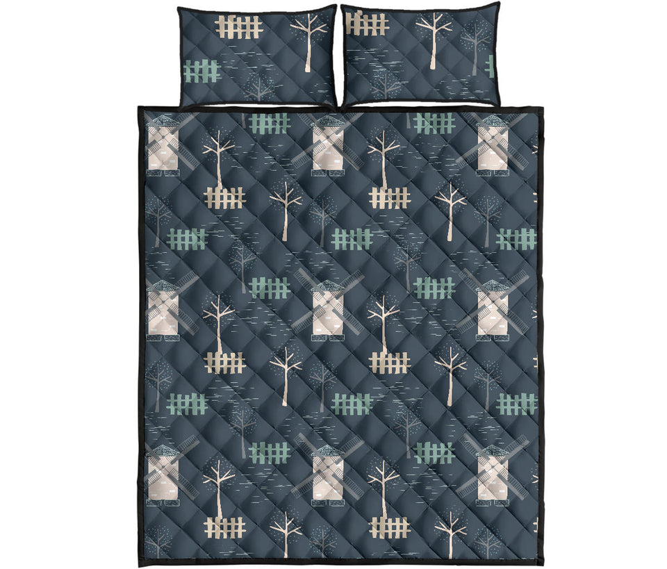 windmill tree pattern Quilt Bed Set