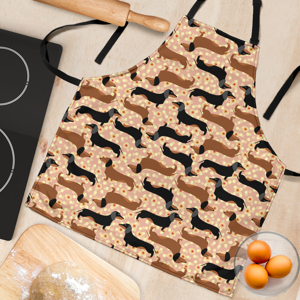 Dachshund Floral Background Adjustable Apron