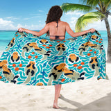 Cute Sea Otters Fishe Sea Urchin Pattern Sarong