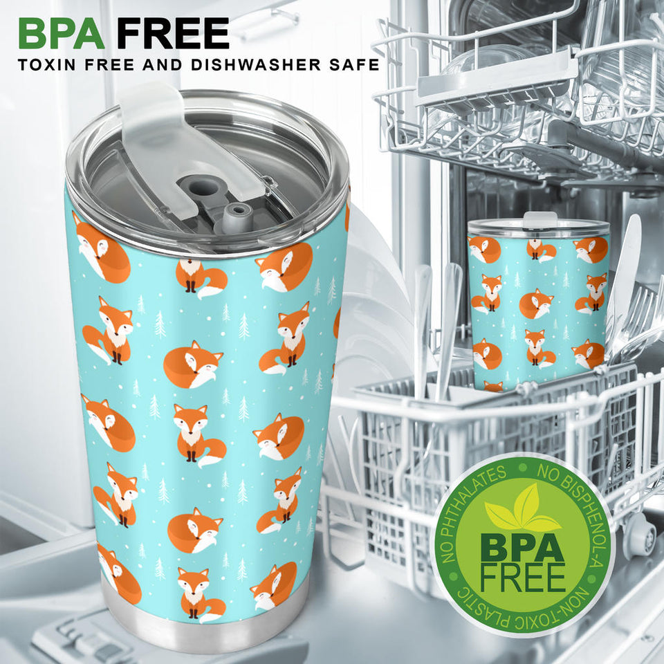 Fox Pattern Blue B Ackground Tumbler