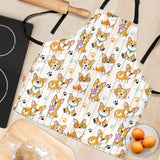 Cute Dog Corgi Striped Background Pattern Adjustable Apron