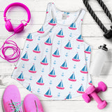 Sailboat anchor pattern Women Racerback Tank Top